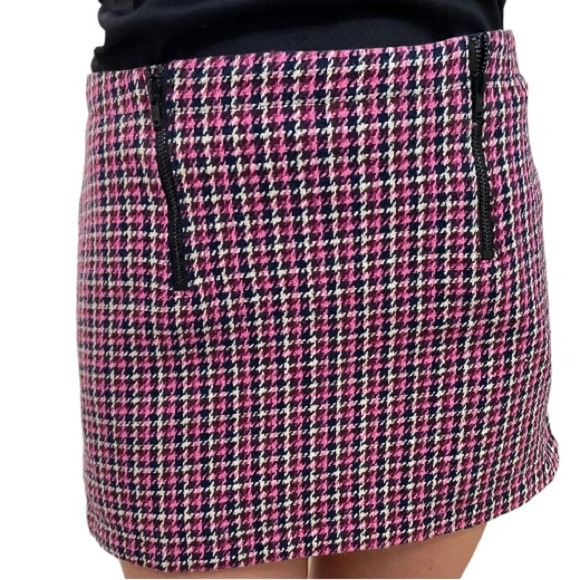 TopShop- Tweed pink and black mini pencil skirt with zippers. US size 0 or 2. - Picture 3 of 4